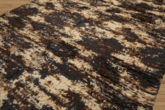 8x10 Ivory, Chocolate, Aubergine Color Hand Knotted Moroccan Shag Wool Modern & Contemporary Oriental Rug