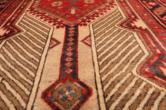 Runner Beige, Red, Rose Color Hand Knotted Heriz Wool Traditional Oriental Rug