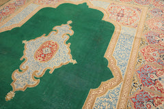 9x12 Green, Ivory, Rose Color Hand Knotted Kerman Wool Traditioal Oriental Rug