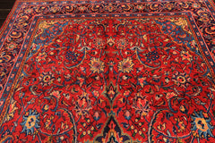 7x11 Red, Navy, Gold Color Hand Knotted Sarouk Wool Traditional Oriental Rug