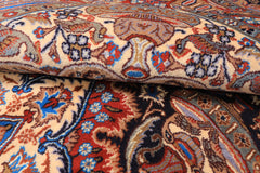 6x9 Navy, Burnt Orange, Ivory Color Hand Knotted Kashmar Wool Traditional Oriental Rug