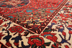 7x10 Red, Ivory, Blue Color Hand Knotted Ghom Wool Traditioal Oriental Rug