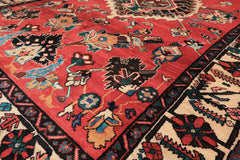 6x9 Red, Ivory, Green Color Hand Knotted Bakhtiari Wool Oriental Rug