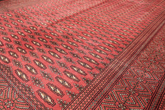 6x9 Rose, Ivory, Charcoal Color Hand Knotted Turkmen Wool Traditional Oriental Rug