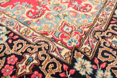 7x10 Fuschia, Midnight Blue, Aqua Color Hand Knotted Kerman Wool Traditional Oriental Rug