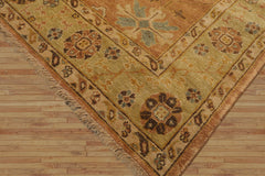 6x9 Caramel, Pistachio, Brown Color Hand Knotted Oushak Wool Traditional Oriental Rug