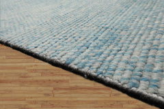 9x12 Beige, Blue Color Hand Knotted Geometric Wool Contemporary Oriental Rug