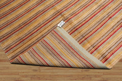 9x12 Gold, Beige, Blue Color Hand Knotted High End Designer Silk & Hemp Contemporary Oriental Rug