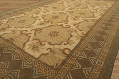 6x9 Beige, Moss, Brown Color Hand Knotted Tibetan Wool & Silk Transitional Oriental Rug