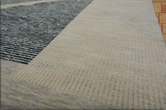 9x12 Ivory, Gray, Blue Color Hand Knotted Tibetan 100% Wool Modern Oriental Rug