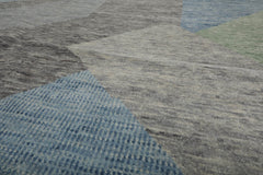 9x12 Gray, Blue, Lime Color Hand Knotted Tibetan 100% Wool Modern Oriental Rug