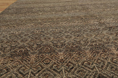 8x10 Green, Beige, Brown Color Hand Knotted High End Designer Wool Transitional Oriental Rug