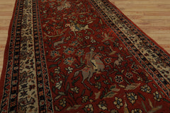 Runner Burnt Orange, Ivory, Navy Color Hand Knotted Kashan Wool Traditional Oriental Rug