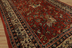 Runner Burnt Orange, Ivory, Navy Color Hand Knotted Kashan Wool Traditional Oriental Rug
