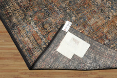 5x7 Beige, Blue, Rust Color Machine Made All-Over Wool and Bamboo Silk Transitional Oriental Rug