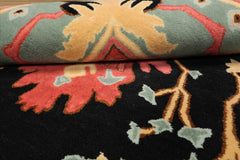 10x14 Black Aqua Tan Color Hand Tufted William Morris Wool Transitional Oriental Rug