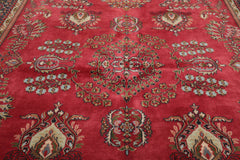 LoomBloom Traditional Rose Wool Area Rug Sarouk Design Hand Knotted 8'x9'11"