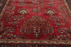 LoomBloom Traditional Rose Wool Area Rug Sarouk Design Hand Knotted 8'x9'11"