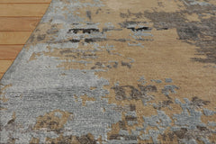 Tibetan Modern 8x10 Hand Knotted Beige Wool Abstract Oriental Area Rug