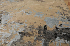 Tibetan Modern 8x10 Hand Knotted Beige Wool Abstract Oriental Area Rug