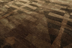 8x10 Moss, Brown, Beige Color Hand Knotted Tibetan Wool & Silk Modern & Contemporary Oriental Rug