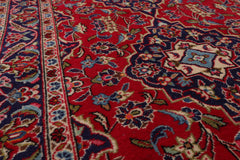 LoomBloom Traditional Red Wool Runner Rug Kashan Design Hand Knotted 3'4''x9'6"