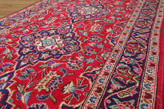 LoomBloom Traditional Red Wool Runner Rug Kashan Design Hand Knotted 3'4''x9'6"
