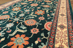 2'6x12 Teal, Ivory, Rose Color Hand Knotted Pak Persian Wool Traditional Oriental Rug