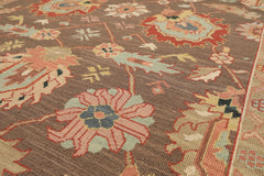 6x9 Mocha, Mint, Blush Color Hand Knotted Nourison Nourmak Soumak Wool & Silk Transitional Oriental Rug