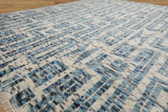 LoomBloom Contemporary Ivory Wool Area Rug Tibetan Design Hand Knotted 8'x10'2" High End Designer