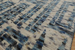 LoomBloom Contemporary Ivory Wool Area Rug Tibetan Design Hand Knotted 8'x10'2" High End Designer
