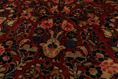 3x5 Red, Midnight Blue, Gold Color Hand Knotted Sarouk Wool Traditional Oriental Rug