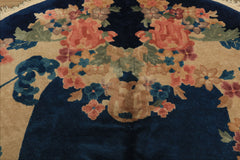 5x8 Navy, Beige, Celadon Color Hand Knotted Chinese Art Deco Wool Traditional Oriental Rug