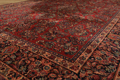 9x12 Burgundy, Navy, Ivory Color Machine Made Karastan Sarouk New Zealand Wool Traditional Oriental Rug