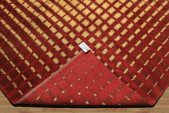 8x10 Gold, Rosy-Red, Brown Color Hand Knotted Tibetan Wool Modern & Contemporary Oriental Rug