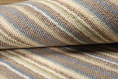 Multi Sizes LoomBloom Striped Ivory Oriental Rug Hand Woven Contemporary New Zealand Wool