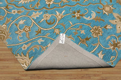 Hand Tufted 7'8"x10' Aqua Transitional Floral 100% Wool Oriental Area Rug LoomBloom