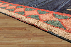 4x6 Navy, Turquoise, Coral Color Hand Knotted Oriental Area Rug 100% Wool Traditional Oriental Rug