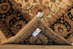 Palace Beige, Black, Maroon Color Hand Knotted Agra New Zealand Wool Traditional Oriental Rug