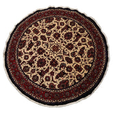 LoomBloom Hand 5'1''x5'1" Knotted Bidjar Round Traditional Botanical 250 KPSI Wool & Silk Oriental Area Rug Ivory Wool Oriental Area Rug