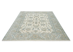 8x10 Ivory, Gray, Taupe Color Hand Knotted Oushak Wool Traditional Oriental Rug