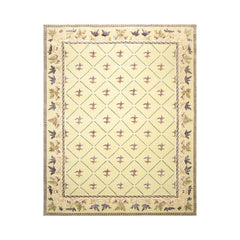 8x10 Pistachio, Ivory, Indigo Color Hand Knotted All-Over Wool & Silk Traditional-Persian/Oriental Oriental Rug