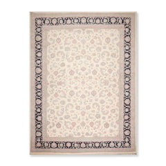 8x10 Ivory, Black, Rose Color Hand Knotted Floral 100% Wool Traditional-Persian/Oriental Oriental Rug