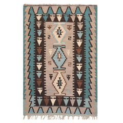 3'7" x 5'3" Wool Foundation Hand Knotted Turkish Kilim Oriental Area Rug Taupe