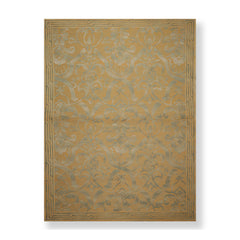 9x12 Tan, Grey, Color Hand Knotted Floral 100% Wool Country Oriental Rug
