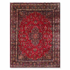 Red 9x12 Hand Knotted Traditional Sarouk Wool Oriental Area Rug