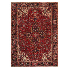 9x12 Rusty Red, Charcoal, Ivory Color Hand Knotted All-Over 100% Wool Traditional Oriental Rug