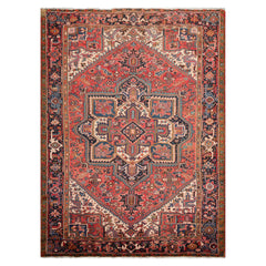 8x10 Apricot, Ivory, Blue Color Hand Knotted All-Over 100% Wool Traditional Oriental Rug
