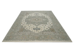12x15 Gray, Ivory, Taupe Color Hand Knotted Oushak Wool Oriental Rug