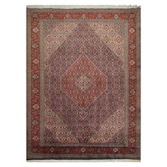 8x10 Navy, Rust, Ivory Color Hand Knotted All-Over 100% Wool Traditional Oriental Rug
